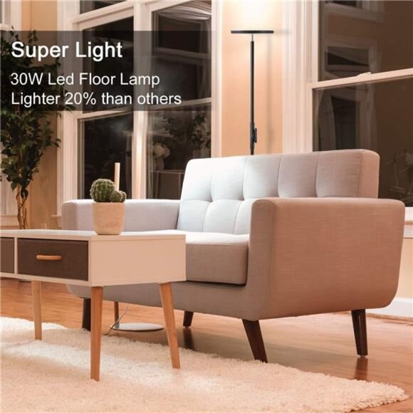 JOOFO Floor Lamp,30W/2400LM Sky LED Modern Torchiere 3 Color Temperatures Super - Picture 2 of 6